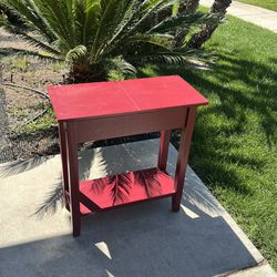 Red Wooden End Table 