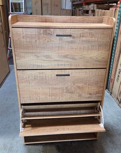 Tilt out shoe cabinet