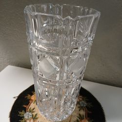 Vintage Clear Diamond Cut Glass Flower Vase