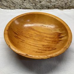  Vintage Munising Wood Bowl 9” Brown Ball Footed Thumbprint Carved Design 