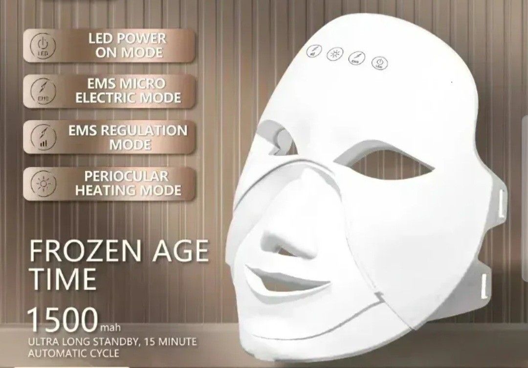 Colors LED Face Mask, Rechargeable EMS Periocular Fever Shield Tender Skin NEW