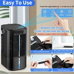 Portable Air Conditioner - Personal Mini AC Quiet Air Cooler with Handle,90° Oscillating Desktop Cooling Fan,2/4H Timer 7 Color,3 Speeds,Small Mobile
