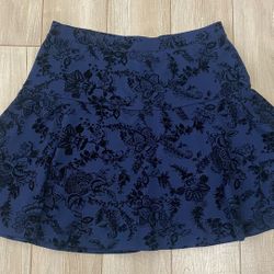 Floral Patterned Blue Skirt
