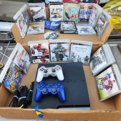 Ultimate PS3 Slim Bundle - 19 Games, 2 Controllers, HDMI + AV Cables (Plug & Play)