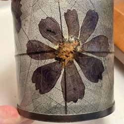 3” Decorative glass jar with artistically pressed dried flower petals.