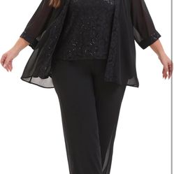 Elegant Plus Size 3 Piece Mother of The Bride Pant Suits with Laces for Formal Wedding Guest Outfit