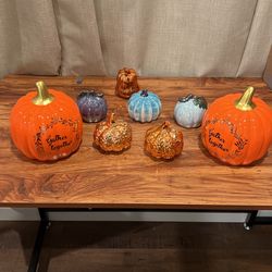 Lot Of 8 Ceramic Pumpkins