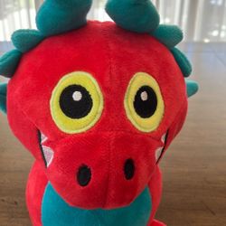 9” Red & Teal Dragon Plush – Featuring "50" Detail