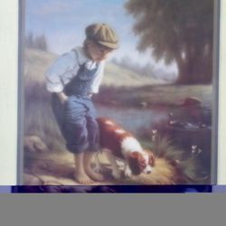 Boy And Dog In Lake Picture 