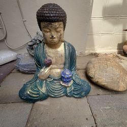 Meditating  Buddha with Rose flower Statue