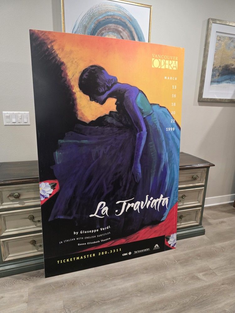 Large Promotional Poster Art Print for a 1999 Vancouver Opera Production of La Traviata