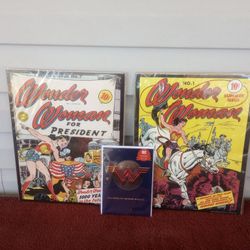 2 Wonder woman vintage DC comics series 11"×14" poster print & DC pop Up card
