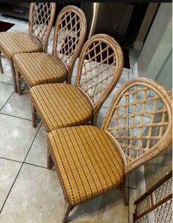 4 Vintage Wicker Rattan Chairs