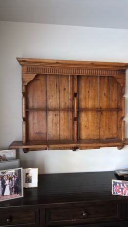 Antique Wooden Wall-Mounted Display Shelf
