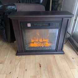 HOMCOM Freestanding Electric Fireplace Space Heater with Mantel, Dark Brown