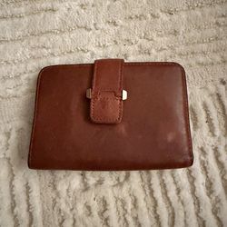Pelle Studio Brown Leather Wallet Organizer Snap Closure Vintage Style