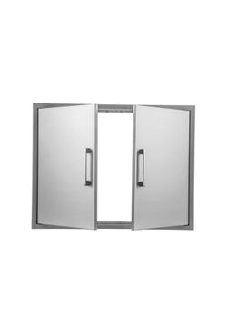 New in the box Outdoor Kitchen Doors Stainless Steel,31" W by 24" H Double Access Door,Flush Mount for Outdoor Kitchen and BBQ Island(E521)