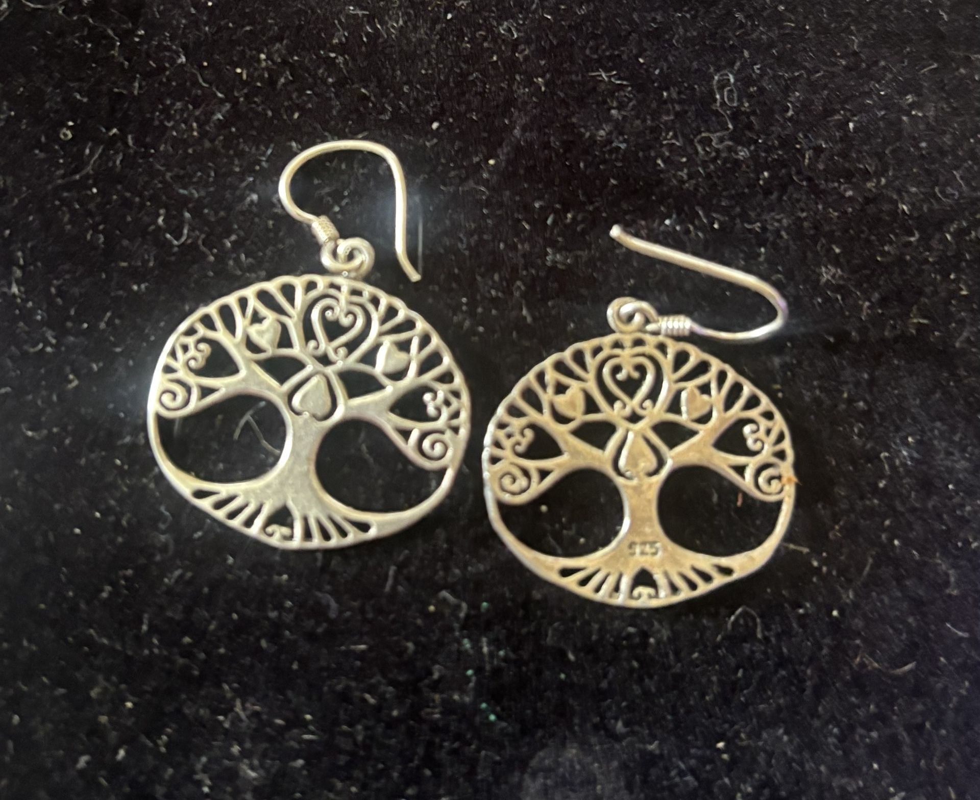 Interesting Tree of Life Silver Earrings