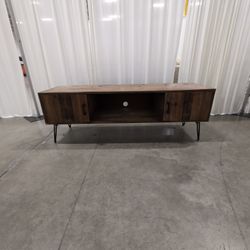 Rustic Brown Wood Media Console with Hairpin Legs