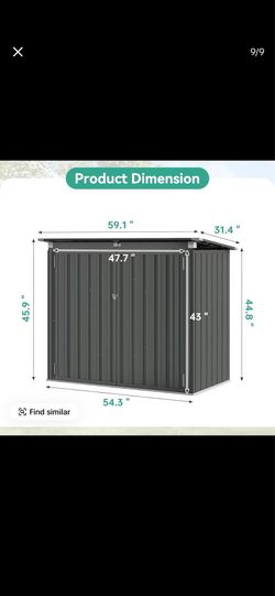 Outdoor Metal Storage Shed – Waterproof Trash Can Enclosure with Chain Lid, Heavy Duty Garbage Bin Organizer for 2 Bins, Generator, and Garden Tool