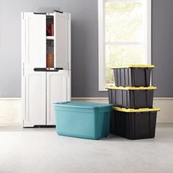 Resin Freestanding Garage Base Cabinet in Light Grey (30 in. W x 36 in. H x 19 in. D