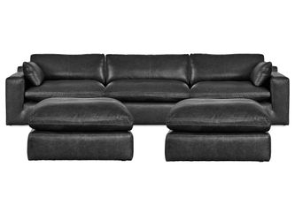 Emilia Black 3-Piece Sectional and 2 Ottomans