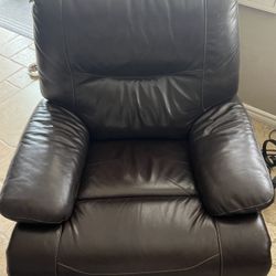 Two Dark Brown Leather Recliners