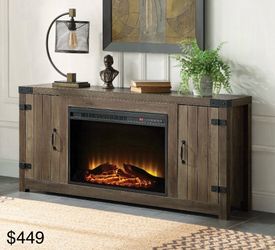 Rustic Electric Fireplace TV Stand