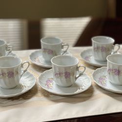 Handmade Vintage Turkish 12 Pc Porcelain Coffee Cups, Espresso Cups