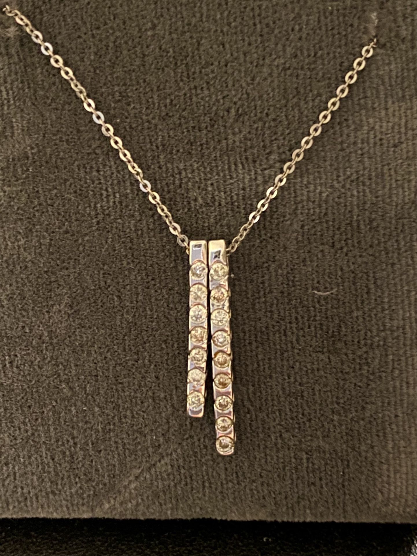 Natural Diamond Necklace 14k White Gold