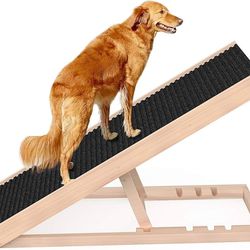 Burlington Paws Adjustable Dog Ramp for All Dogs and Cats - Folding Portable Pet Ramp for Couch or Bed with Non Slip Paw Traction Mat, 40”Long 
