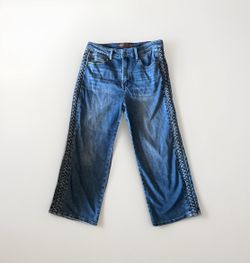 Judy Blue Jeans Womens 9/29 Wide Leg Stretch Denim Braid Seam Whisker JB88850 MD