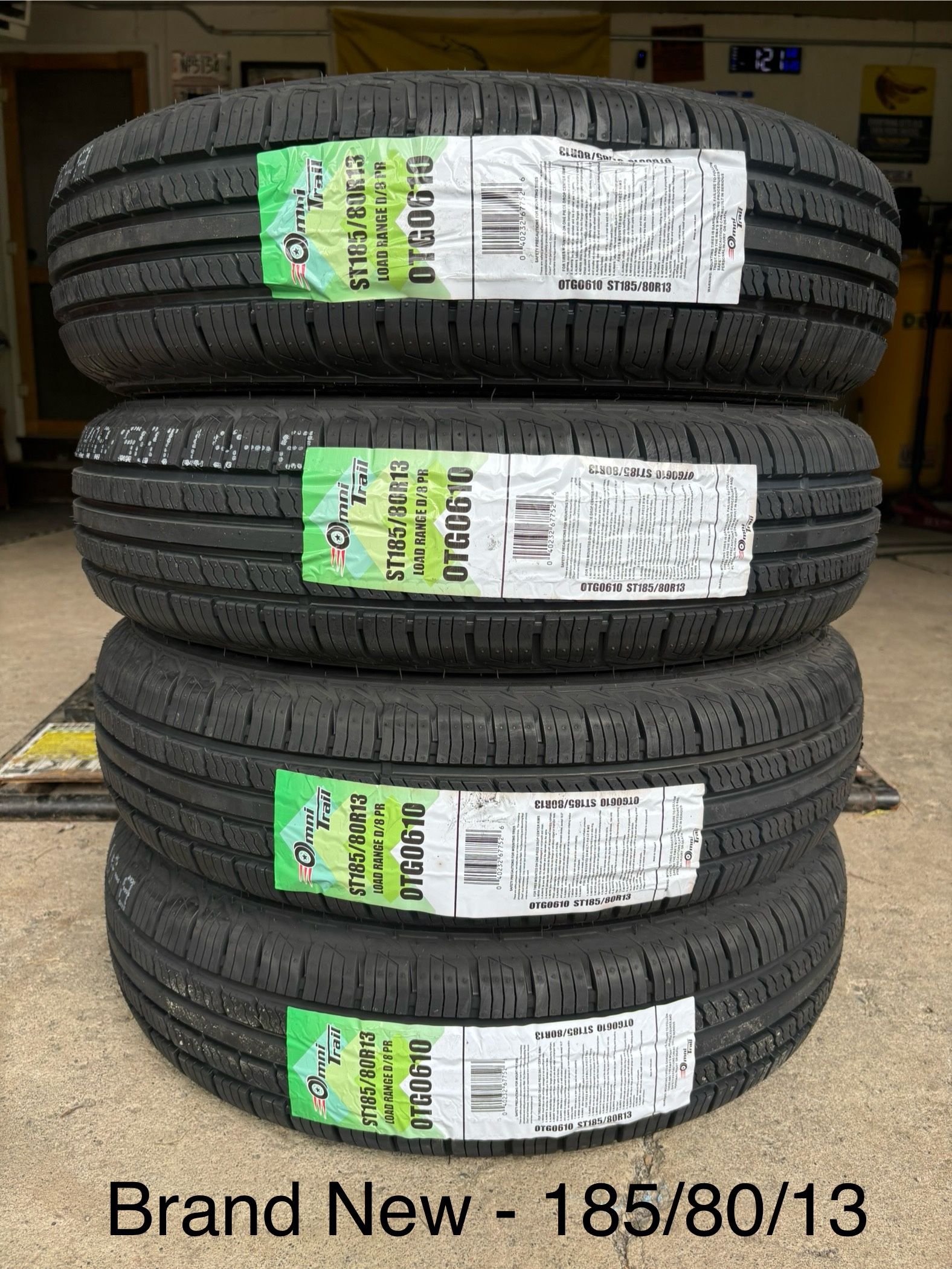 (4) - ST185/80/13 Omni Trail Capability STR Trailer Tires
