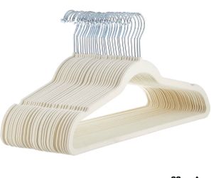 Amazon Basics Slim Velvet Non-Slip Space Saving Suit Clothes Hangers, Closet Organizer, Ivory/Beige, 30-Pack