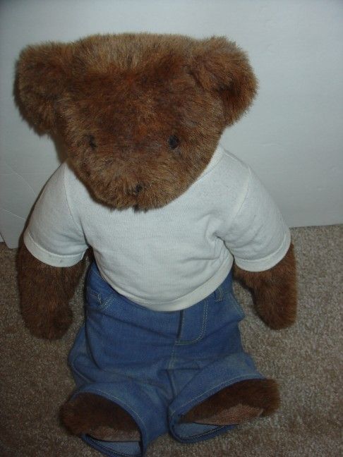 VERMONT BROWN POSABLE TEDDY BEAR W/OUTFIT CUTE GIFT! 16"H