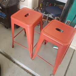 2 Red Metal Bar Stool Chairs 24" X 12" Surprise Az
