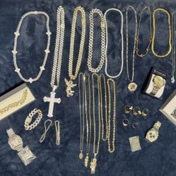 Jewelry, watches, necklaces,chains,bracelets, and rings  Gold filled, silver, stainless steel, plated