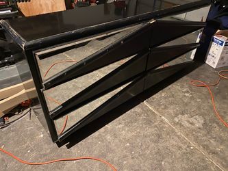 Bassett black lacquer chevron dresser & mirror