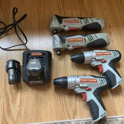 2 Right Angle Impact Drills, 2 Power Drills, 2 Batteries Plus Charger- CRAFTSMAN NEXTEC