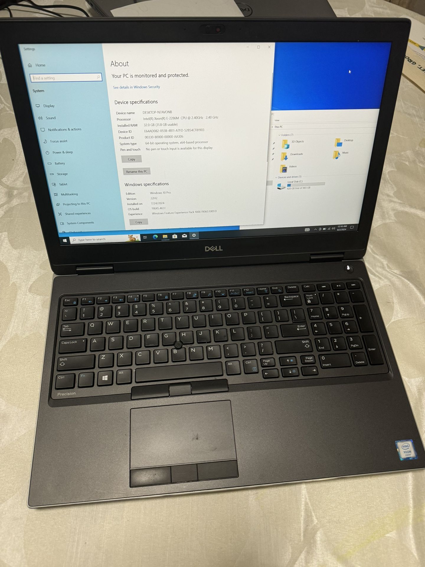 Powerful Dell Precision 7540 Laptop In Great Condition