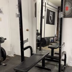 Squat Rack, Bench, Barbell, Dumbell