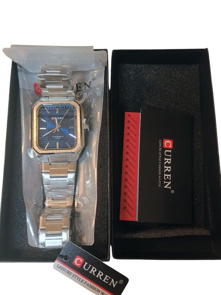 CURREN Men's Stainless Steel Waterproof Watch Silver Blue Retail $35