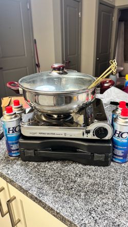 Portable Butane Stove & Hot Pot / Shabu Shabu Set with Butane Canisters