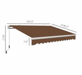 13’x8’ Brown Sunshade w/ Manual Crank Handle