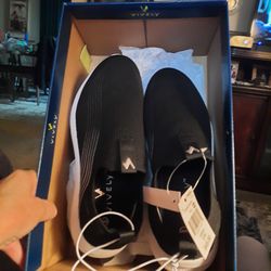 Woman, slip on shoes.