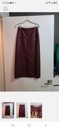 Burgundy leather maxi skirt size S