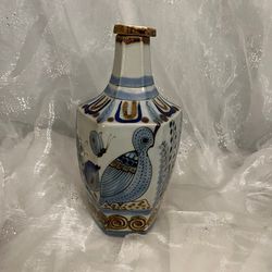 Ken Edwards Mexican Pottery El Palomar Decanter Bottle 9" Cork Top Blue Bird
