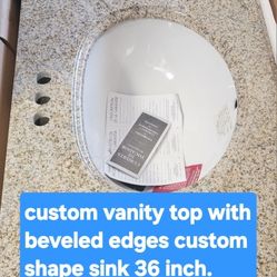 CUSTOM vanity top 36 inch located in Henderson. Beveled edges custom shap sink. NEW IN BOX.