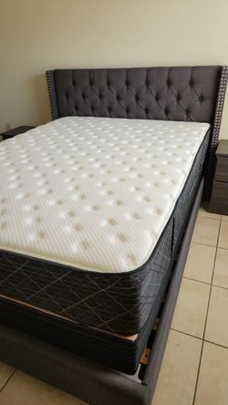New queen mattress and box spring. 2 pc bed frame is not included