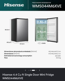 Hisense 4.4 Cu ft Mini Fridge Single Door